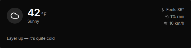 Weather card on suggest page