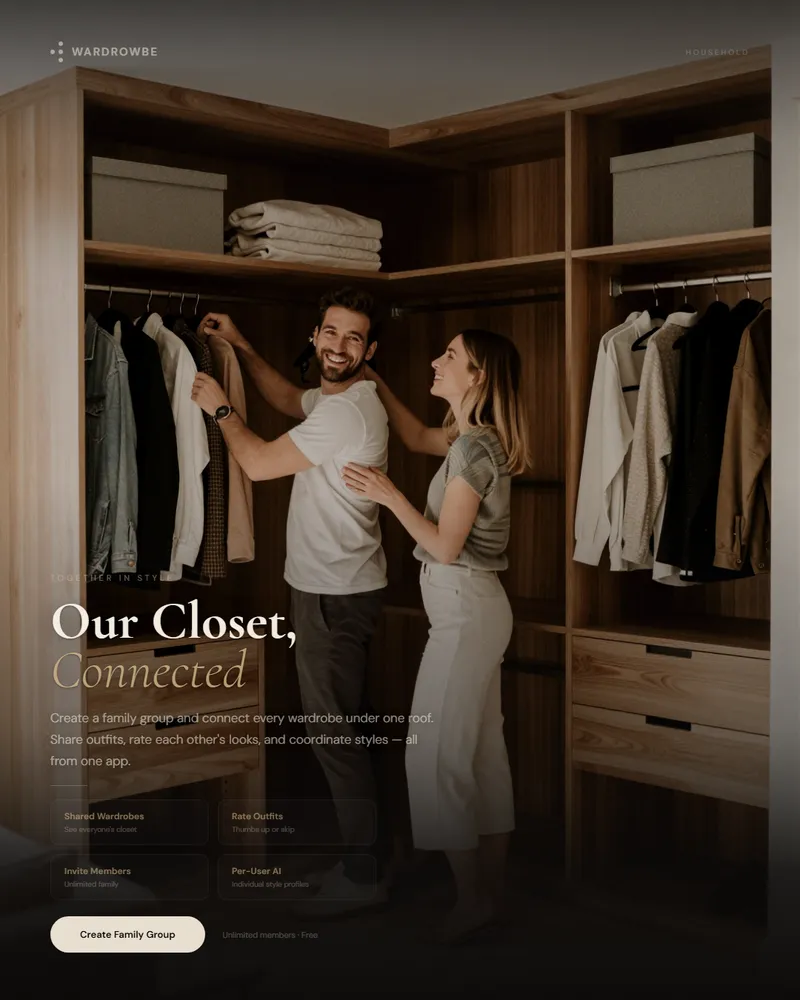 Wardrobe app comparison showing AI features, privacy controls, and family sharing