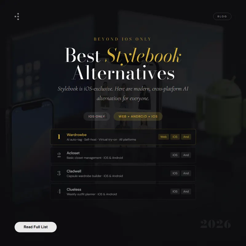 Stylebook alternative wardrobe apps with AI features and cross-platform support